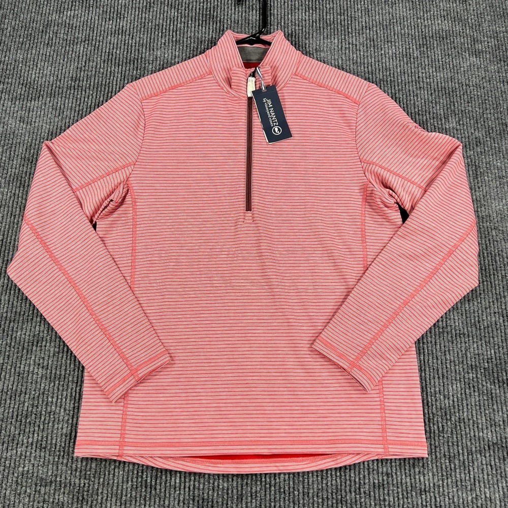 Vineyard‎ Vines Jim Nantz Pullover Sweatshirt Mens Small Red Striped 1/4 Zip New - Picture 4 of 14